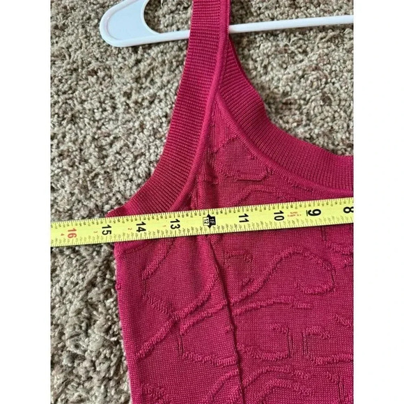 PERUVIAN CONNECTION Pima Cotton Knit Bodycon Textured Red Dress XS Boho Stretch - Picture 8 of 12